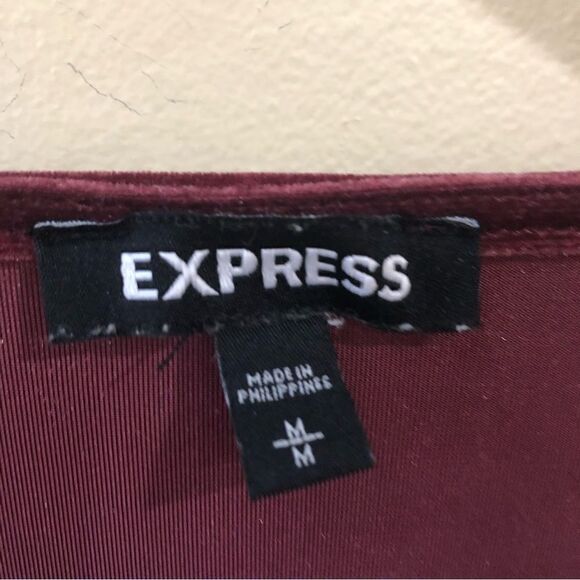 Express Mauve Velvet Faux Wrap Bodysuit - Picture 4 of 6